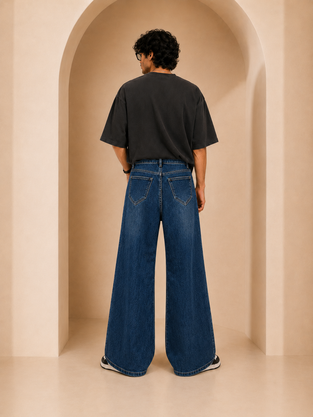 Unisex Dark Blue High Rise Bell Bottom Jeans