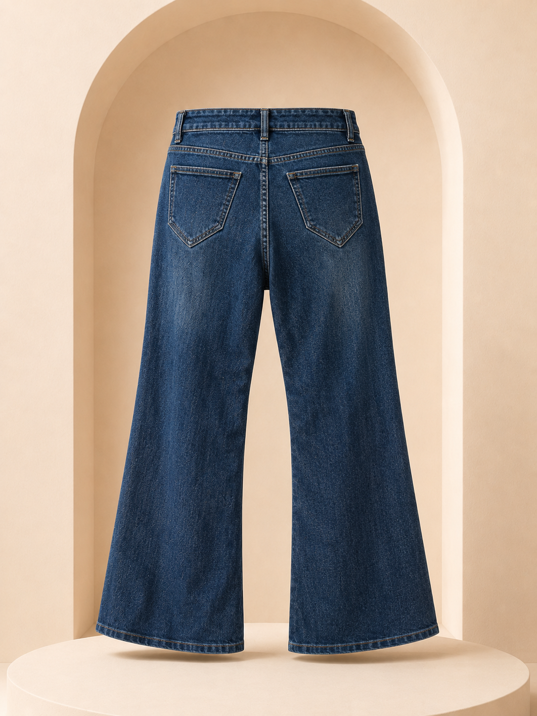 Unisex Dark Blue High Rise Bell Bottom Jeans
