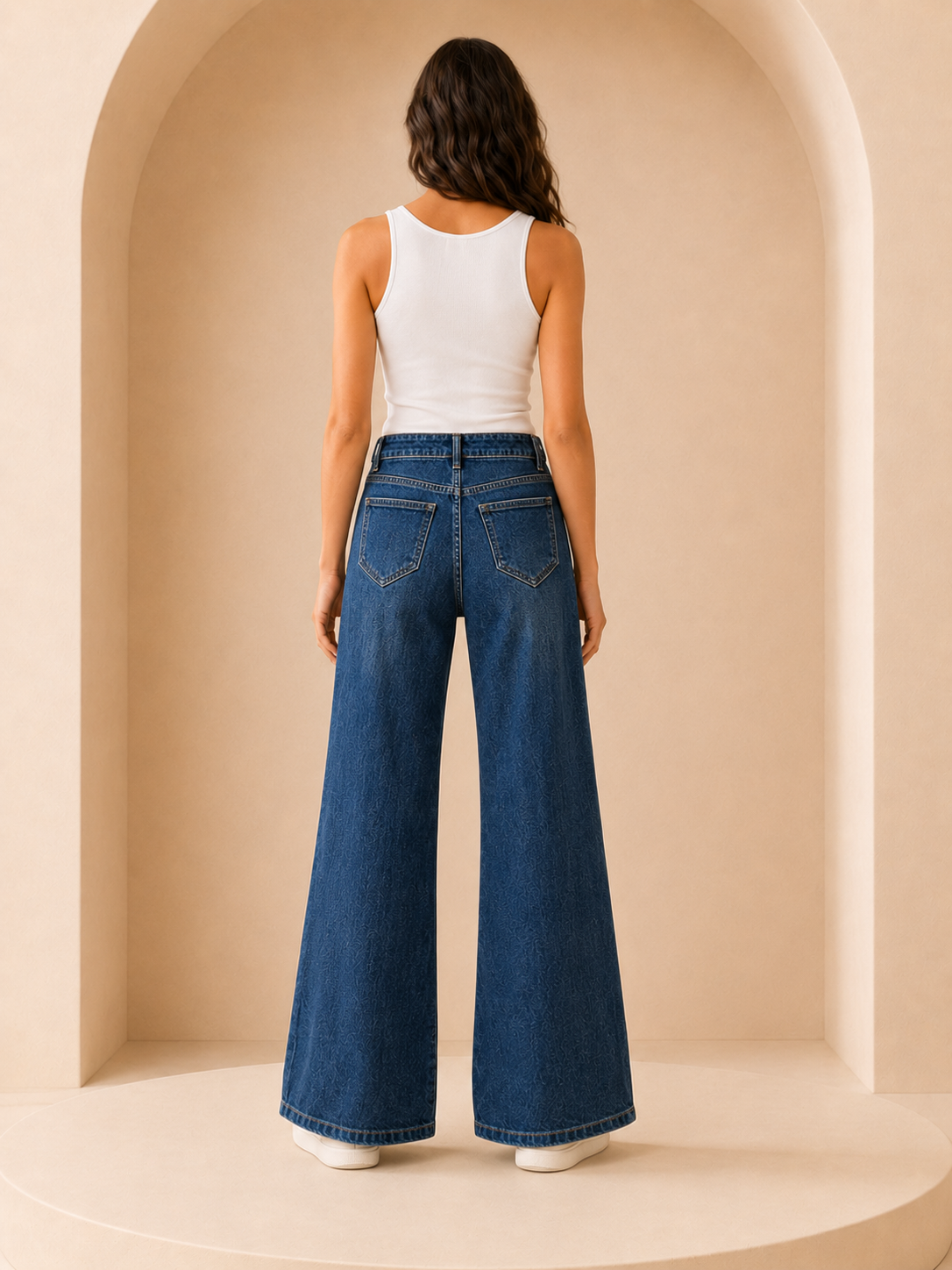 Unisex Dark Blue High Rise Bell Bottom Jeans