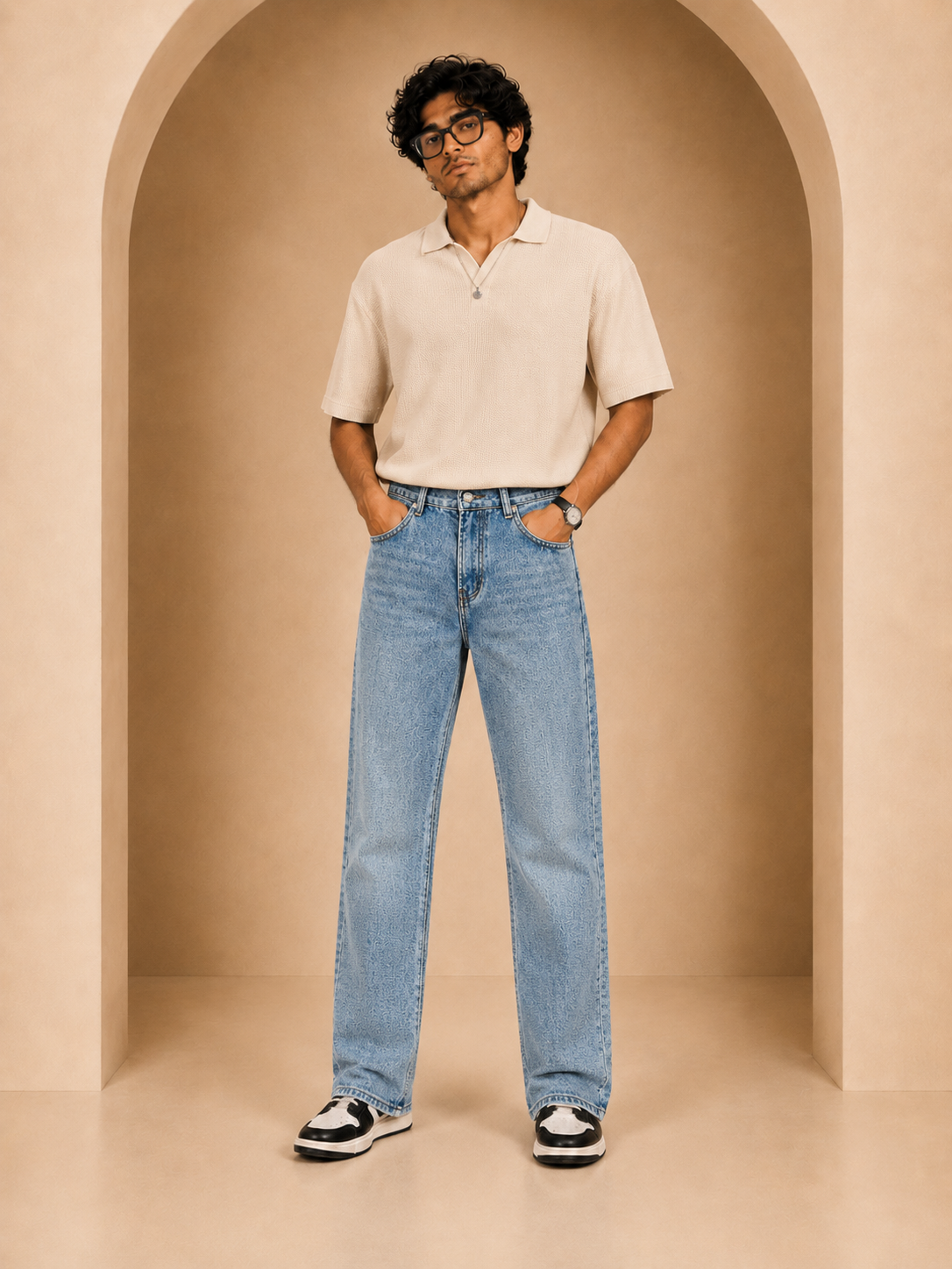 Men’s Light Blue Baggy Jeans – Waist 32