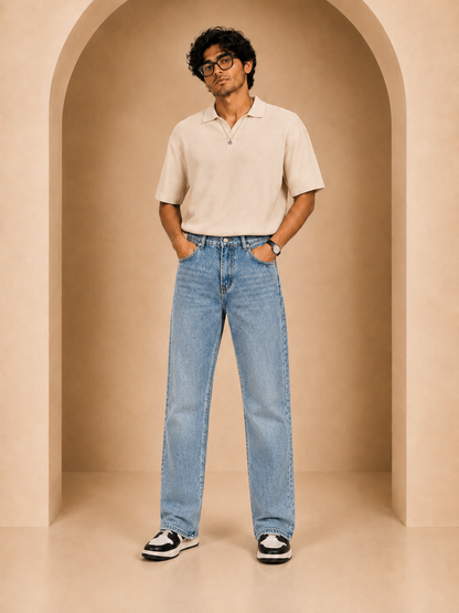 Men’s Light Blue Baggy Jeans – Waist 32