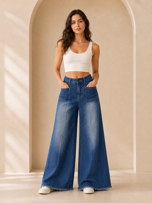 Women’s Blue High Rise Plazzo Jeans
