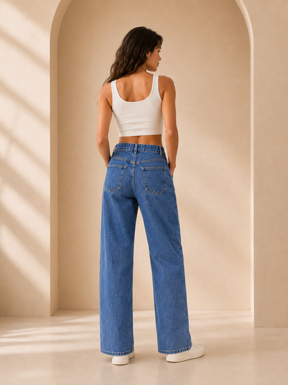Women’s Blue High Rise Straight Jeans – Waist 32