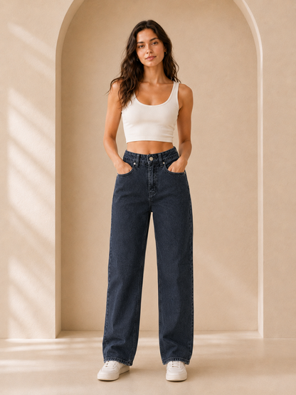 Unisex Charcoal Black Straight Jeans – Waist 28