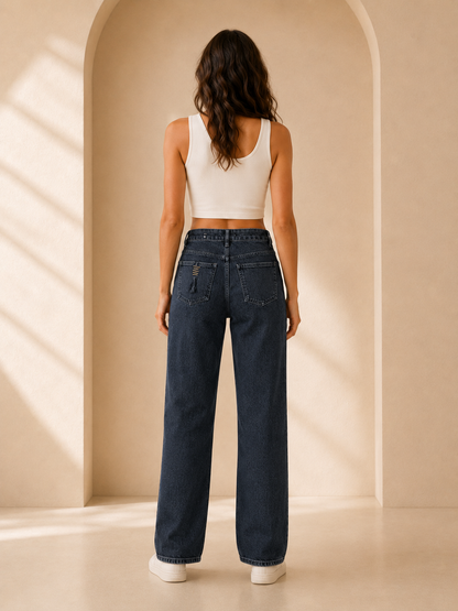 Unisex Charcoal Black Straight Jeans – Waist 28