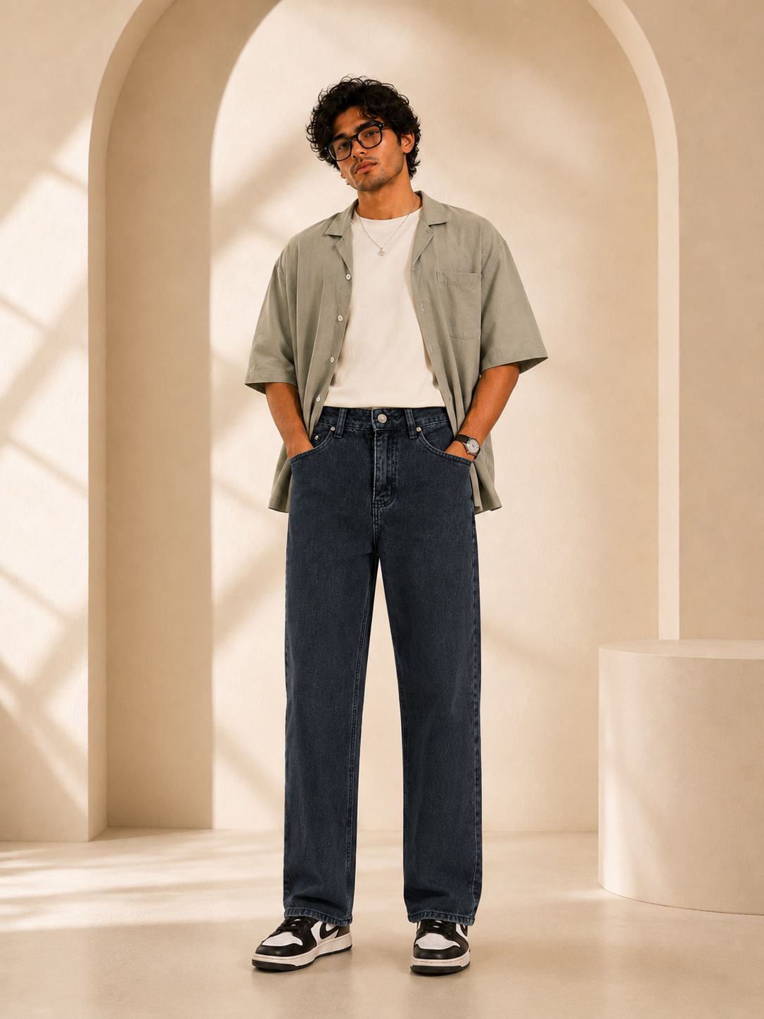 Unisex Charcoal Black Straight Jeans – Waist 28