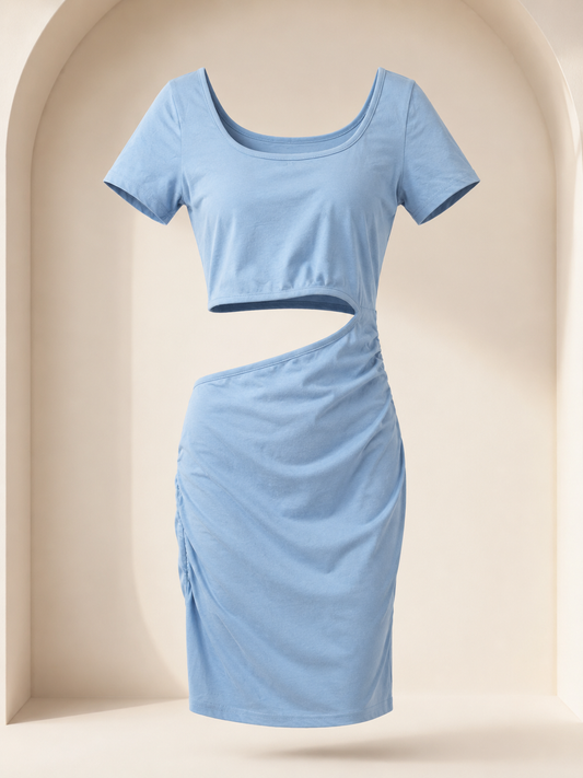 Sky Blue Waist Cut-Out Mini Dress