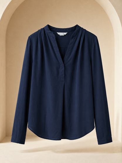 Midnight Navy Long Sleeve V-Neck Top