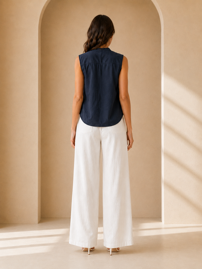 Midnight Navy Sleeveless Relaxed Top