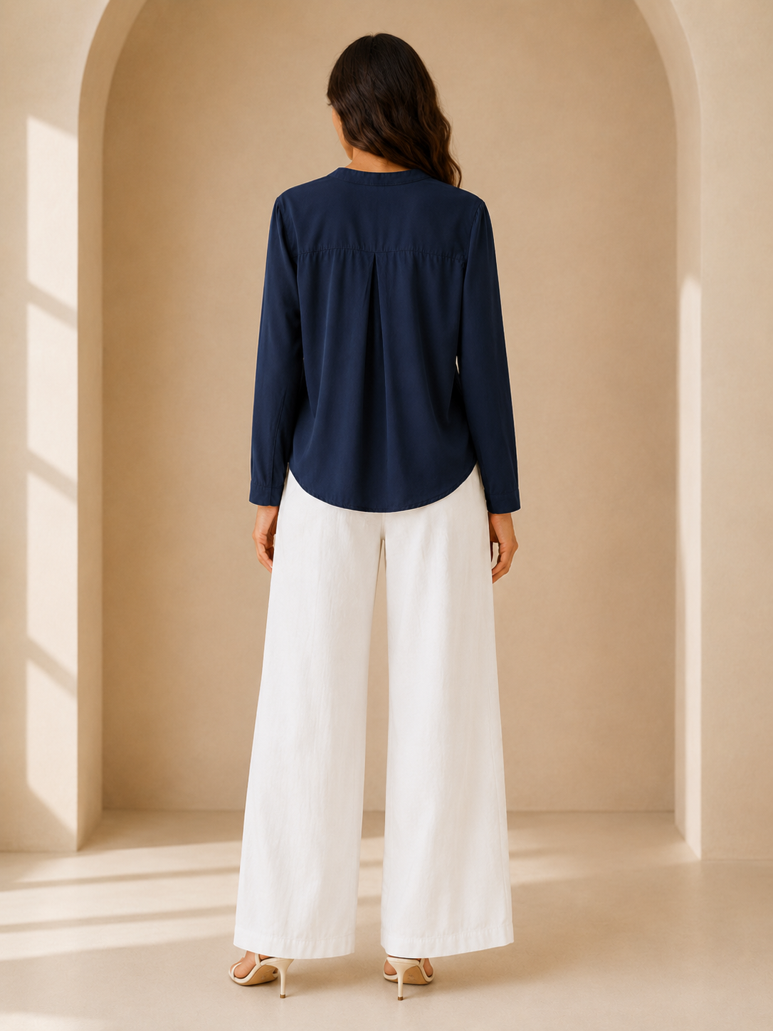 Midnight Navy Long Sleeve V-Neck Top