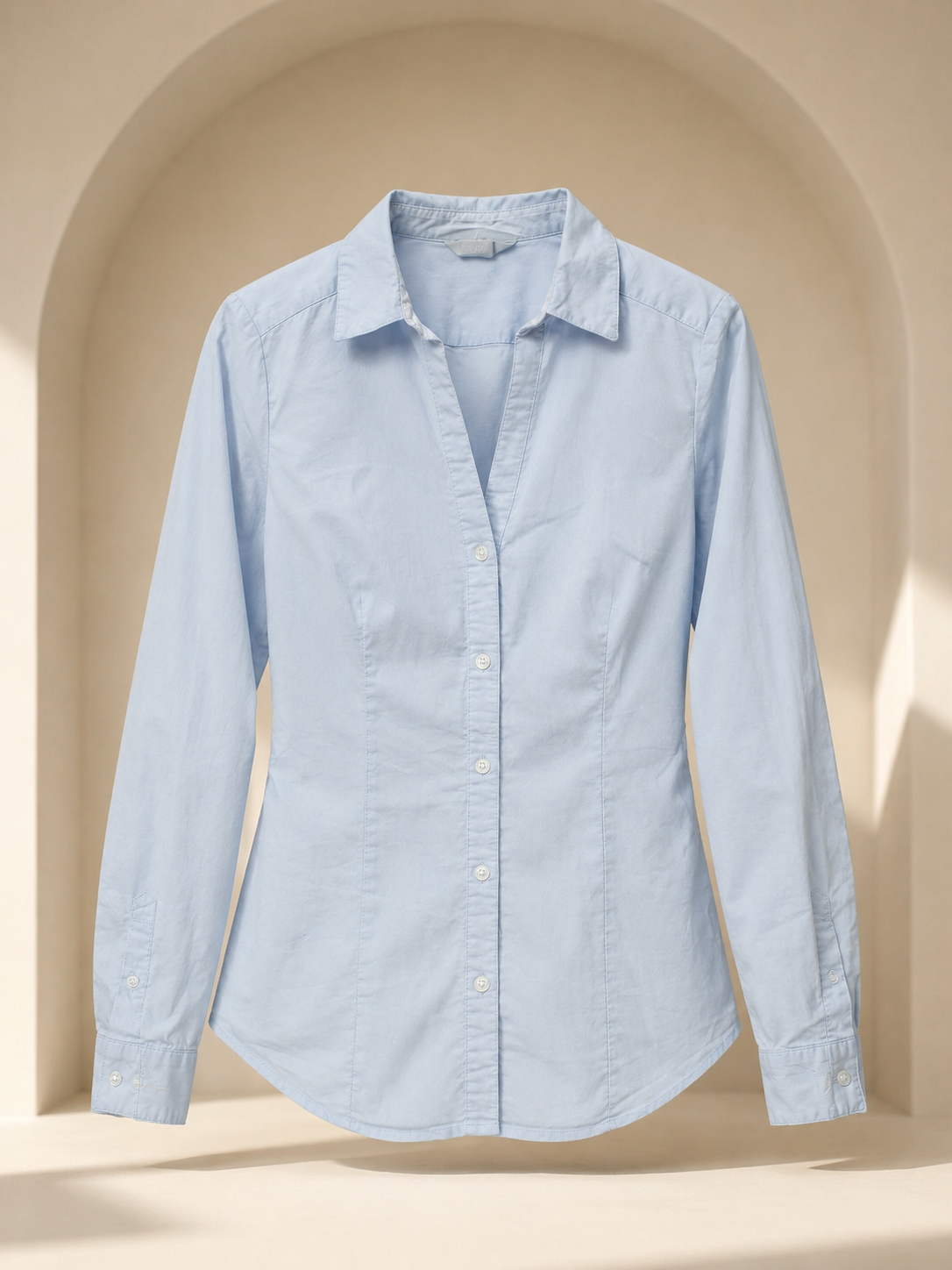Light Blue Fitted Button-Down Shirt