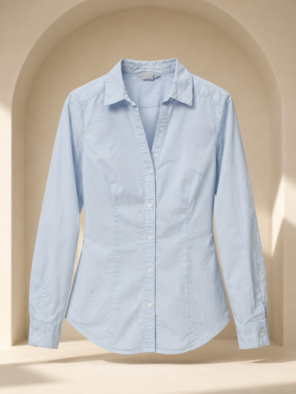 Light Blue Fitted Button-Down Shirt