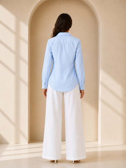 Light Blue Fitted Button-Down Shirt