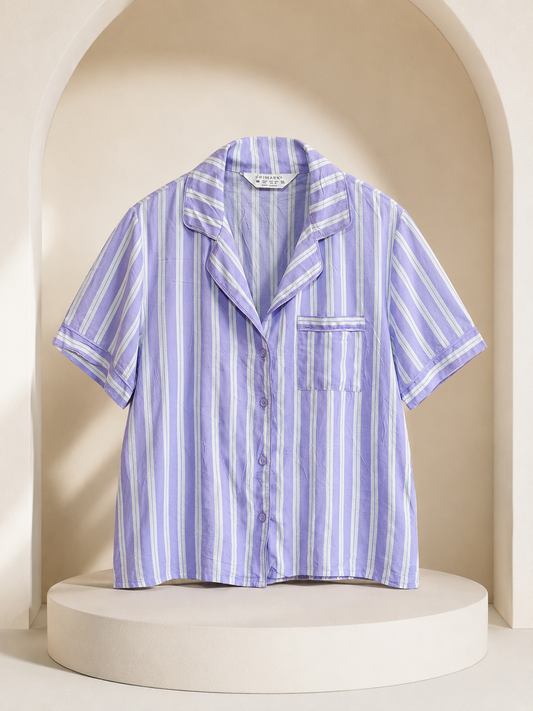 Lilac Striped Short Sleeve Shirt