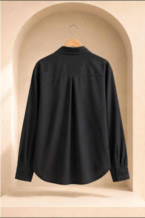 Black Oversized Lace-Detail Shirt